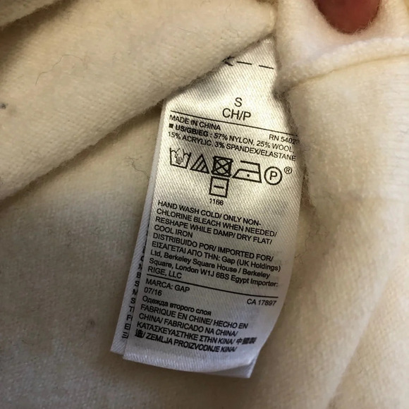 3/$25 ❥ GAP Wool Blend Off-White Zip-Up Hooded Sweater Size Small Cabincore Y2K - Picture 9 of 9